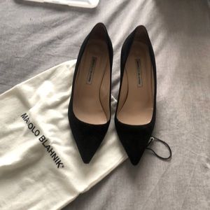 Black suede Manolo Blahnik heels